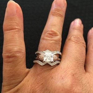 Sterling Silver Rose Gold Skull Wedding Set
